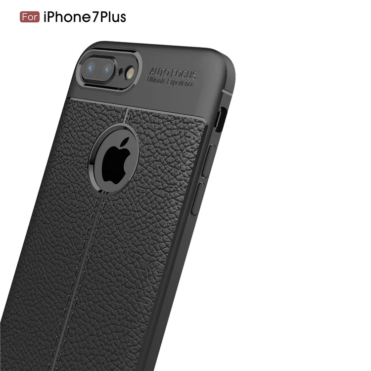 Litchi Grain TPU -gehäuseabdeckung Für Iphone 8 Plus / 7 Plus - Schwarz