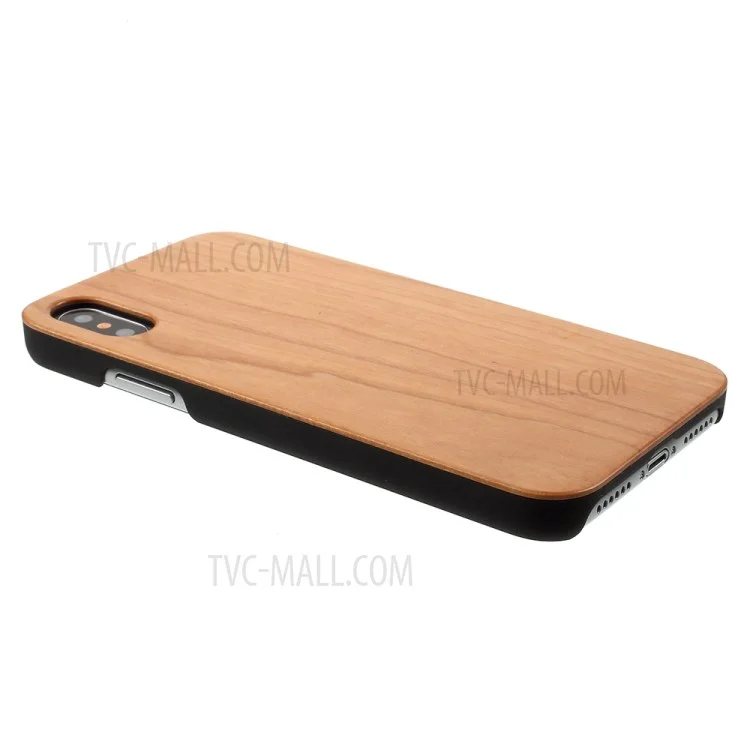 Real Wood Skin PC Hard Cover Case for iPhone X 5.8 inch - Cherry Wood