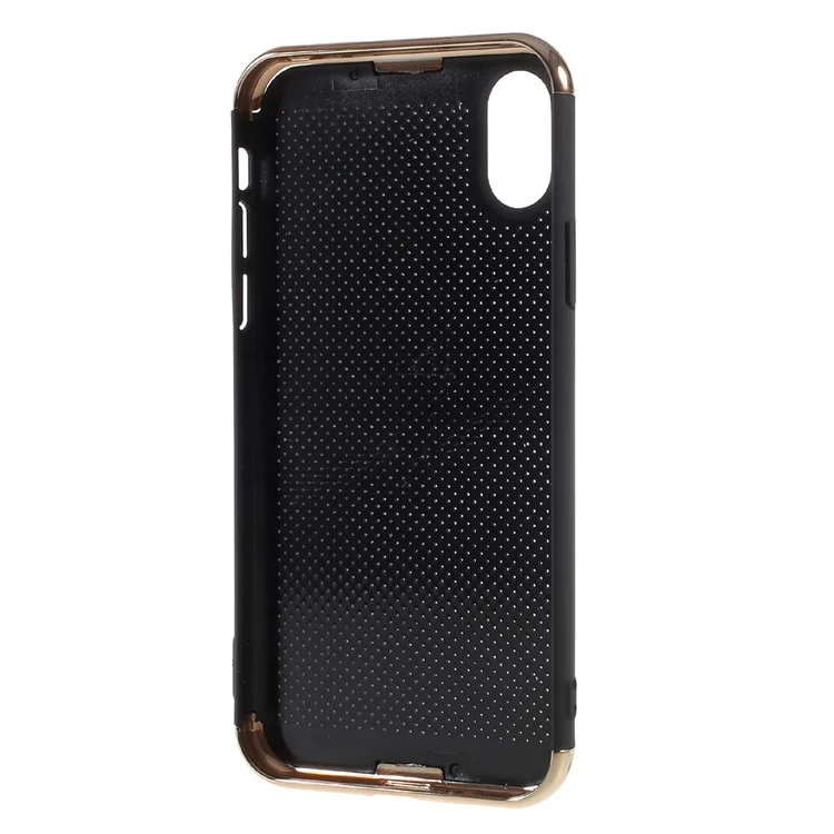 Electroplating Top and Bottom Mesh Plastic Phone Case for iPhone X 5.8 inch - Black