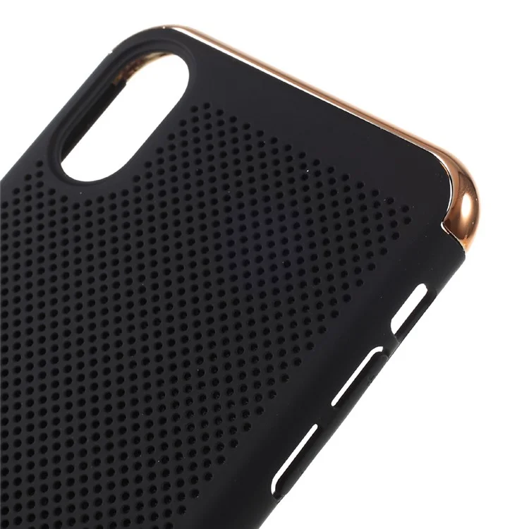 Electroplating Top and Bottom Mesh Plastic Phone Case for iPhone X 5.8 inch - Black