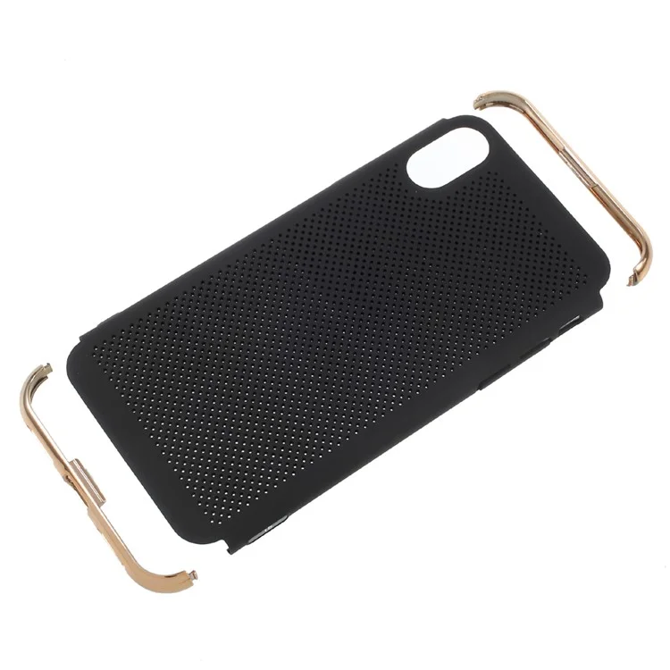 Electroplating Top and Bottom Mesh Plastic Phone Case for iPhone X 5.8 inch - Black
