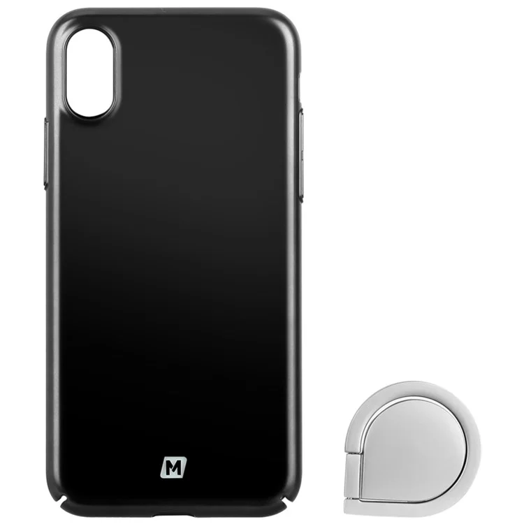 MOMAX Plating PC Wrapped Hard Case with Kickstand for iPhone X 5.8 inch - Black
