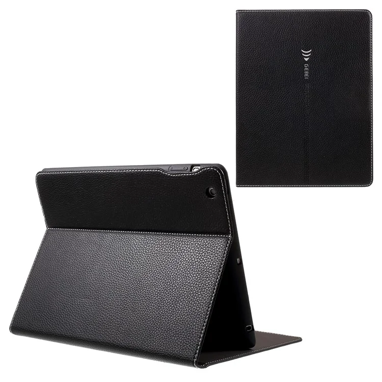 GEBEI Litchi Grain PU Leather Stand Card Holder Tablet Cover for iPad 4 / 3 / 2 - Black