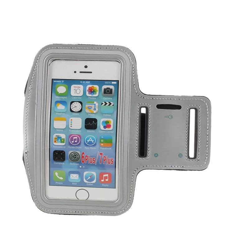5.5-inch Gym Running Jogging Sports Armband Shell for iPhone XS Max /8 Plus / 7 Plus / 6s Plus / 6 Plus 5.5 inch - Silver Color