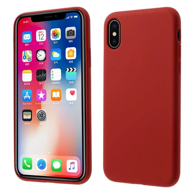 MUTURAL Soft Liquid Silicone Shell Case for iPhone X (Ten) - Red