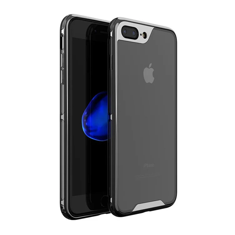 IPAKY Yuyan Series Plated PC Frame + Clear TPU Hybrid Case for iPhone 8 Plus / 7 Plus 5.5 inch - Black
