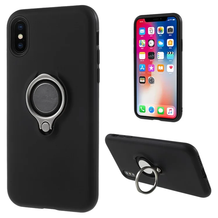 Detachable PC + TPU Hybrid Kickstand Case for iPhone X - Black
