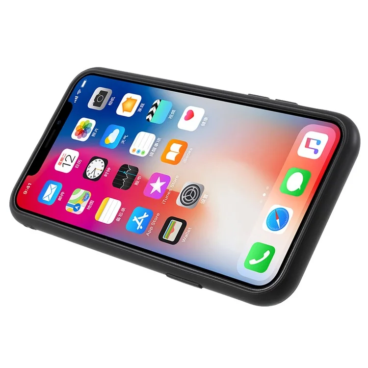 Detachable PC + TPU Hybrid Kickstand Case for iPhone X - Black