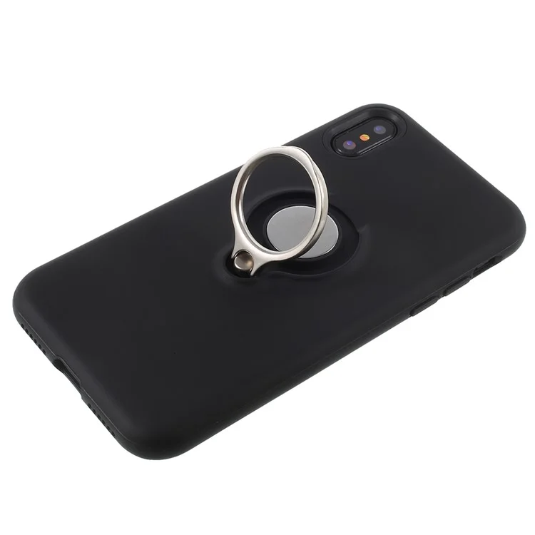 Detachable PC + TPU Hybrid Kickstand Case for iPhone X - Black