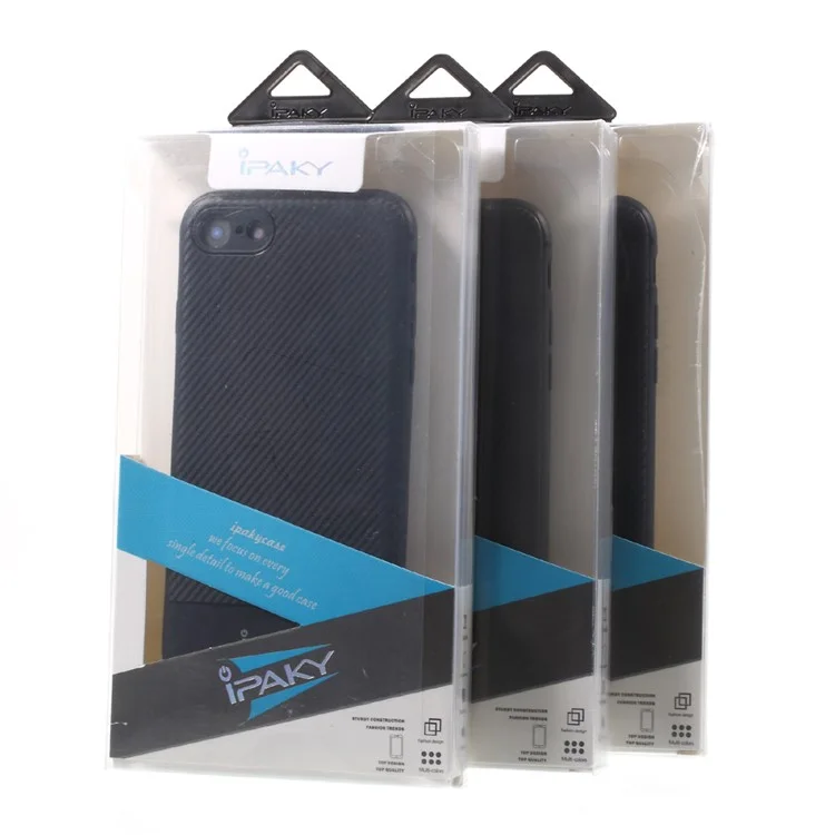 IPAKY Carbon Fiber Texture TPU Case for iPhone 8/7 4.7 inch - Black