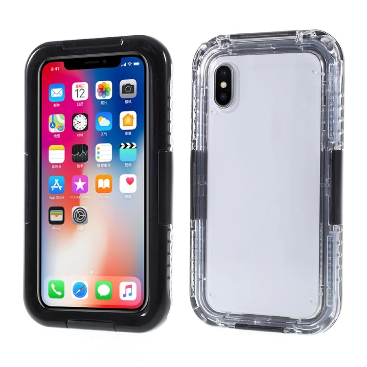 IP68 Capa à Prova de Sujeira à Prova de Neve IP68 Para Iphone X / XS 5,8 Polegadas - Preto