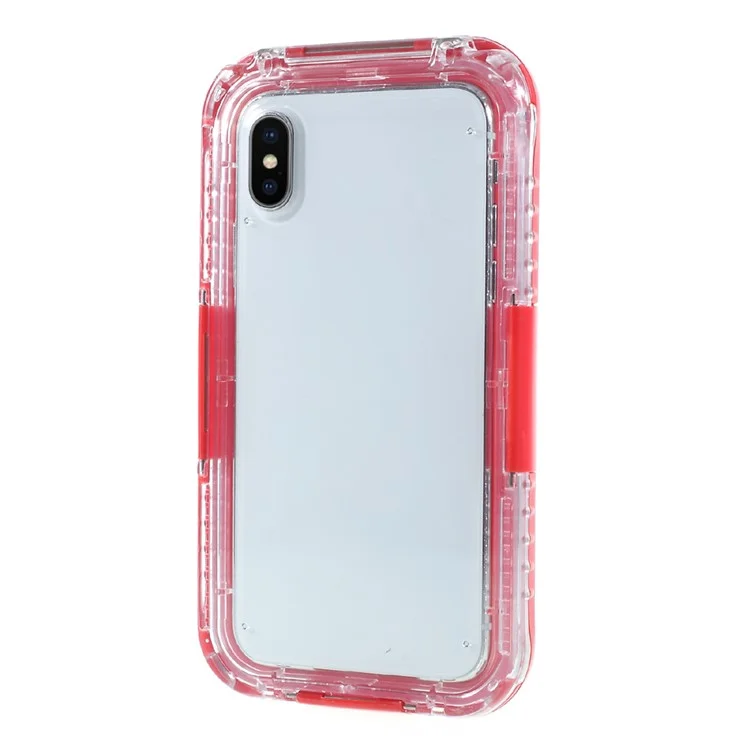 IP68 Waterproof Snow-proof Dirt-proof Cover for iPhone X / XS 5.8 inch - Red