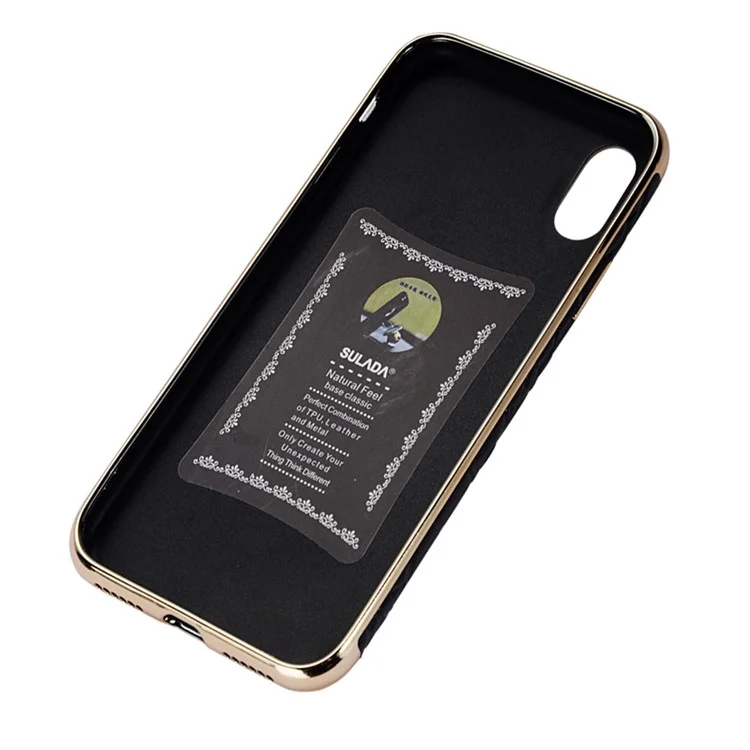 SULADA Crocodile Texture Leather Coated TPU Electroplated Mobile Shell for iPhone X (Ten) 5.8 inch - Black