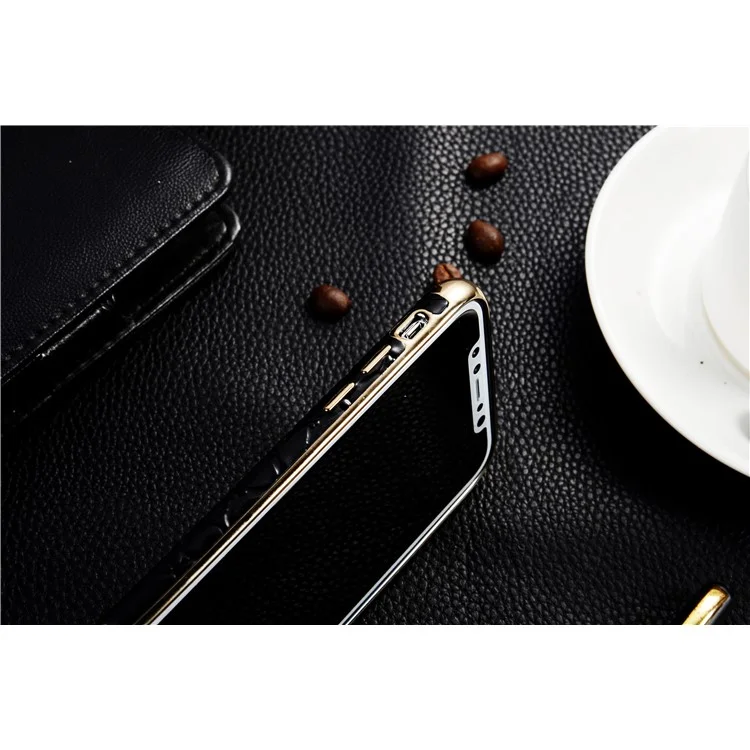 SULADA Crocodile Texture Leather Coated TPU Electroplated Mobile Shell for iPhone X (Ten) 5.8 inch - Black