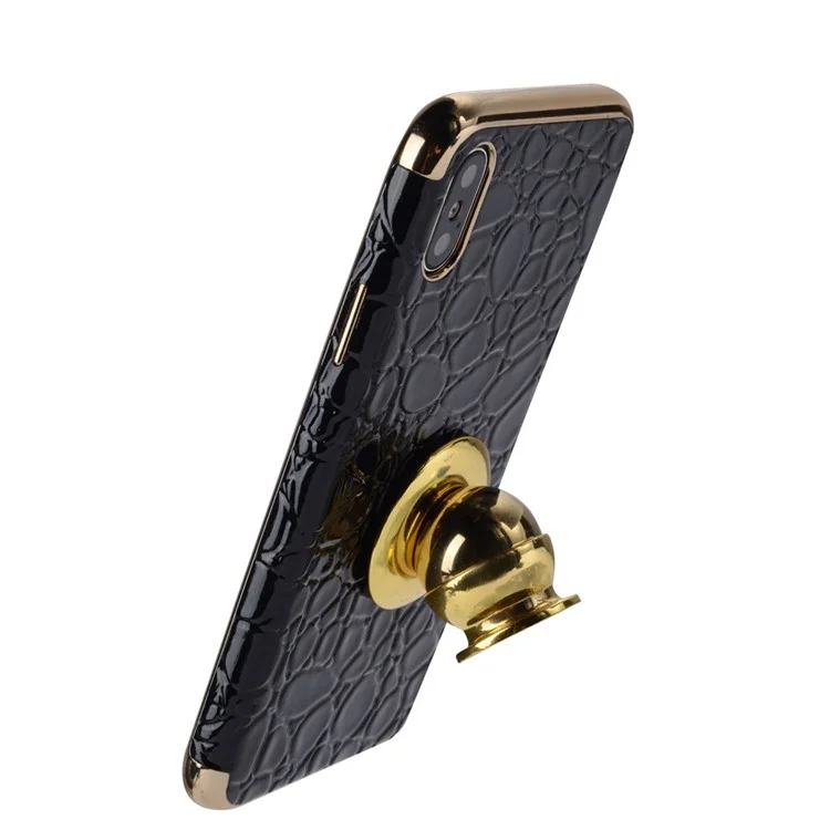 SULADA Crocodile Texture Leather Coated TPU Electroplated Mobile Shell for iPhone X (Ten) 5.8 inch - Black