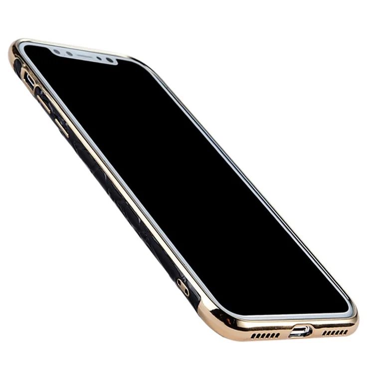 SULADA Crocodile Texture Leather Coated TPU Electroplated Mobile Shell for iPhone X (Ten) 5.8 inch - Black