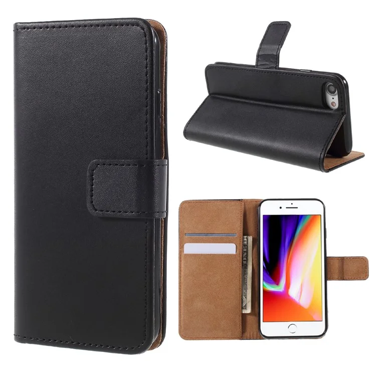 PU Leather Wallet Stand Cell Phone Case for iPhone 8 / 7 4.7 inch - Black