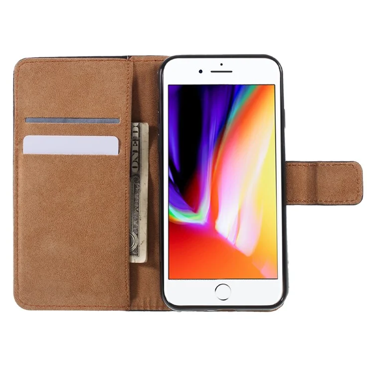 PU Leather Wallet Stand Cell Phone Case for iPhone 8 / 7 4.7 inch - Black
