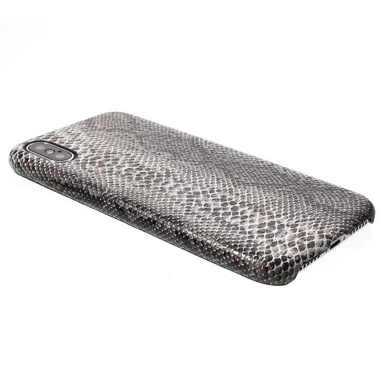 Snake Texture PU Leather Coated PC Hard Case Accessory for iPhone X(Ten) 5.8 Inch - Black