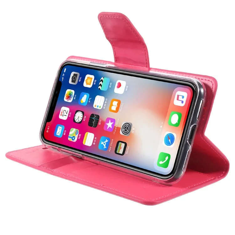 MERCURY GOOSPERY Sonata Diary Leather Wallet Case for iPhone X/10 5.8 inch - Rose