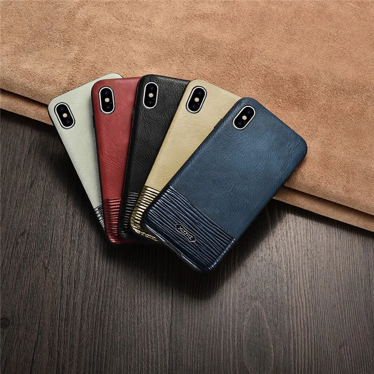 XOOMZ PU Leather Coated TPU Cell Phone Case for iPhone X 5.8 inch - Black