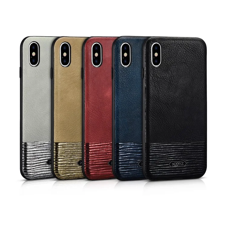 XOOMZ PU Leather Coated TPU Cell Phone Case for iPhone X 5.8 inch - Black