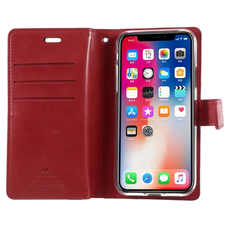 MERCURY GOOSPERY Mansoor Wallet Crazy Horse Diary Leather Case for iPhone X - Red