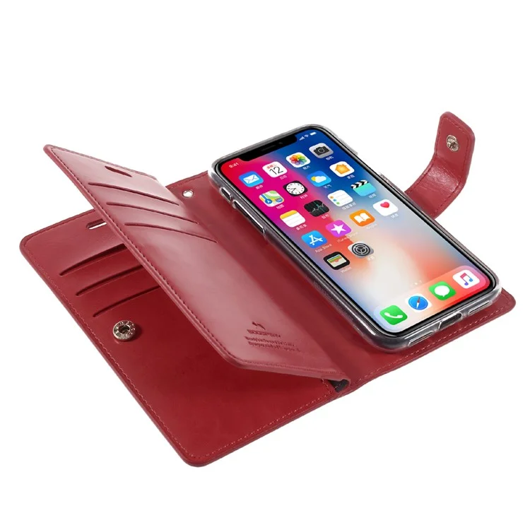 MERCURY GOOSPERY Mansoor Wallet Crazy Horse Diary Leather Case for iPhone X - Red