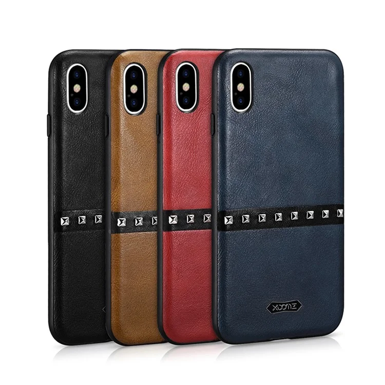 XOOMZ Rivet Decorated PU Leather Back Casing for iPhone X - Black