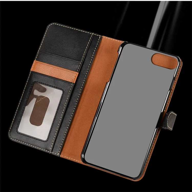 WUW PU Leather Wallet Protective Case with Zipper Pocket for iPhone 8 Plus / 7 Plus 5.5 inch - Black