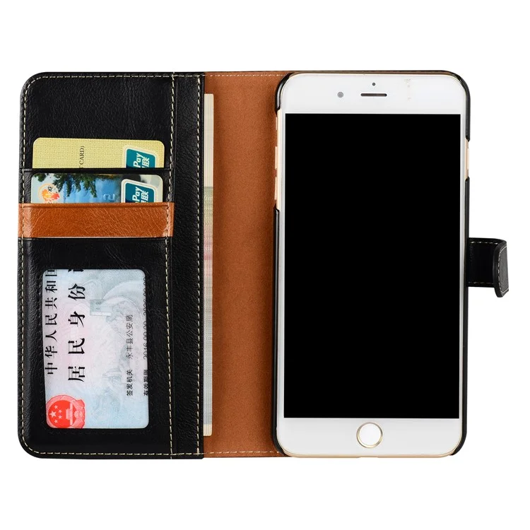WUW Leather Flip Stand Case with Card Slot for iPhone 8 / 7 4.7 inch - Black