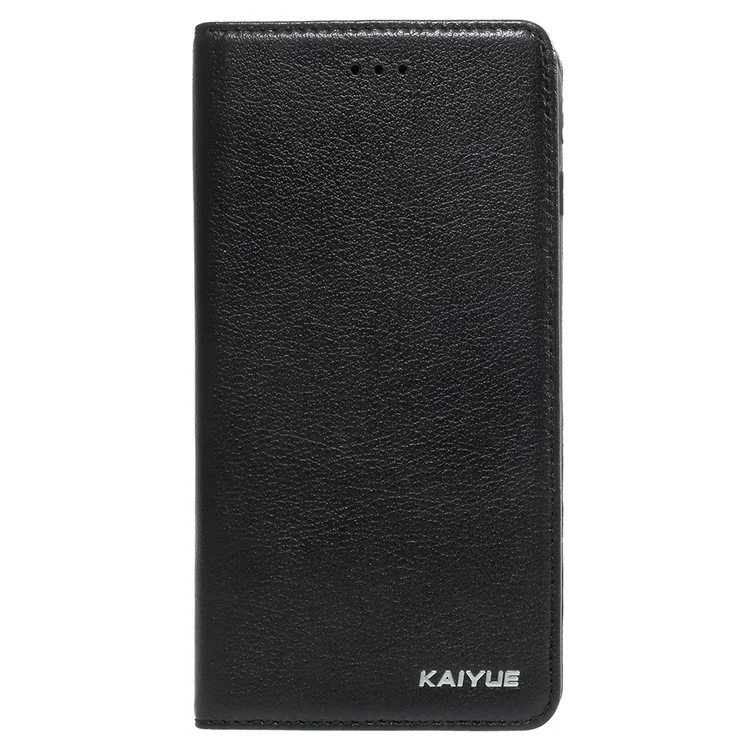 KAIYUE Magnetic Absorption Fine Series Genuine Leather Case with Card Holder for iPhone 6s / 6 4.7 inch - Black