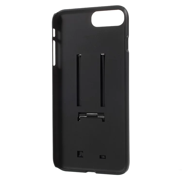 Grid Pattern Plastic Belt Clip Kickstand Holster Phone Case for iPhone 8 Plus / 7 Plus 5.5 inch - Black