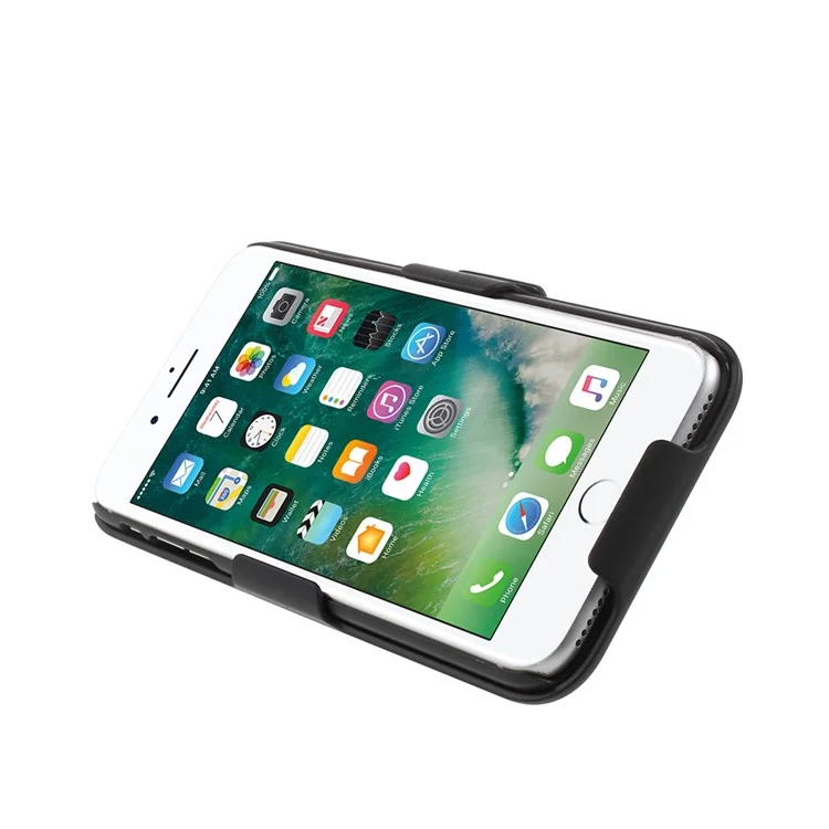 Grid Pattern Plastic Belt Clip Kickstand Holster Phone Case for iPhone 8 Plus / 7 Plus 5.5 inch - Black