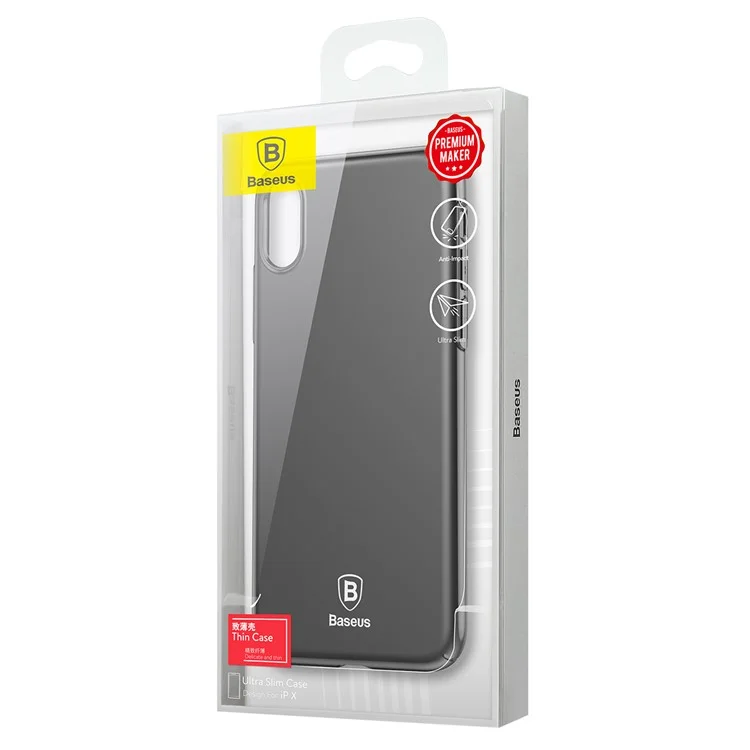 BASEUS Ultra-thin Matte Finish Hard Plastic Case for iPhone X - Black