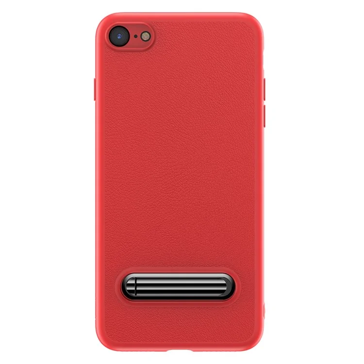 BASEUS Leather Coated Metal Kickstand TPU Back Case for iPhone 8 / 7 4.7 inch - Red