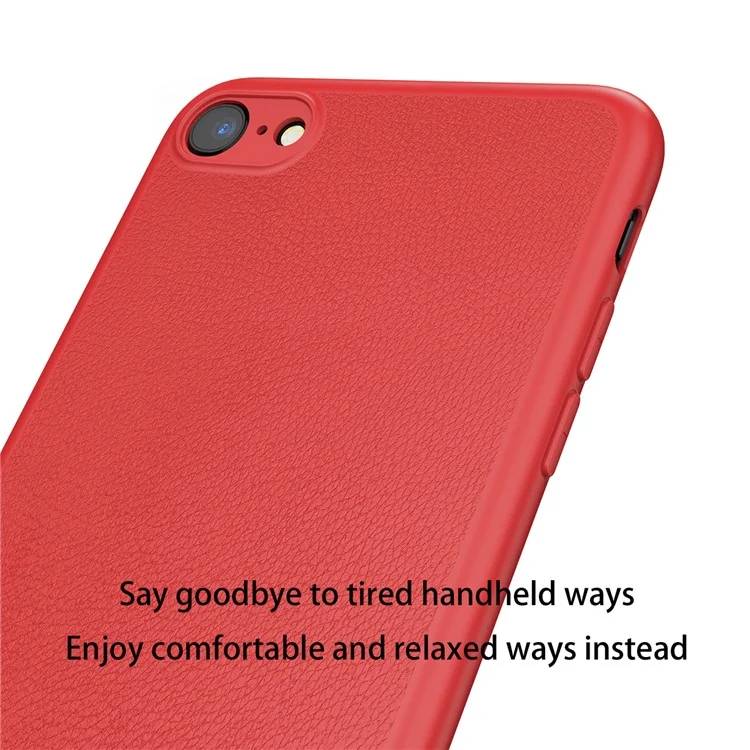 BASEUS Leather Coated Metal Kickstand TPU Back Case for iPhone 8 / 7 4.7 inch - Red