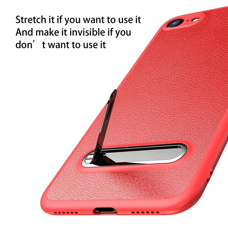 BASEUS Leather Coated Metal Kickstand TPU Back Case for iPhone 8 / 7 4.7 inch - Red