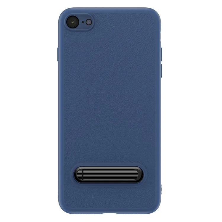 BASEUS Leather Coated Metal Kickstand TPU Back Casing for iPhone 8 / 7 4.7 inch - Dark Blue
