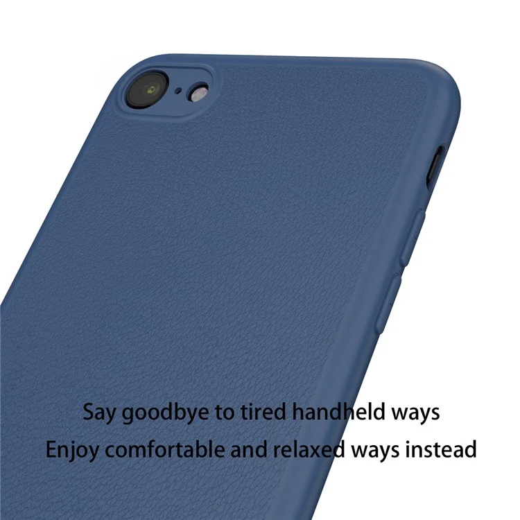 BASEUS Leather Coated Metal Kickstand TPU Back Casing for iPhone 8 / 7 4.7 inch - Dark Blue