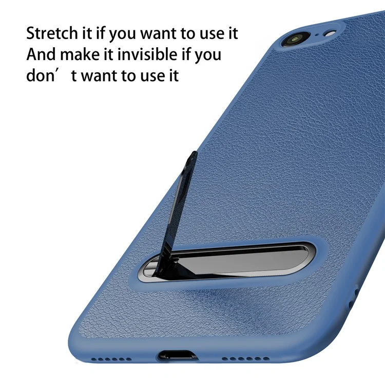 BASEUS Leather Coated Metal Kickstand TPU Back Casing for iPhone 8 / 7 4.7 inch - Dark Blue