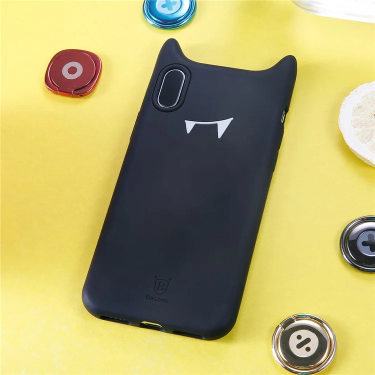BASEUS Devil Face Soft Silicone Case Cover for iPhone X / Ten 5.8 inch - Black