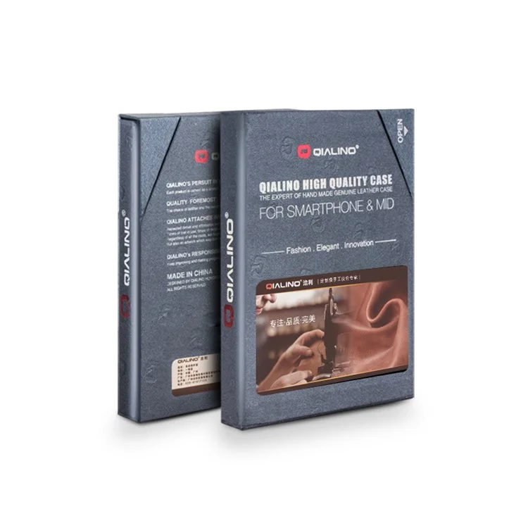 QIALINO Cowhide Leather Coated PC Back Casing for iPhone X / XS 5.8 inch Hard Phone Accessory - Black