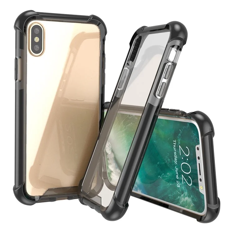 Crystal Clear Acrylic + TPU Hybrid Case for iPhone X / Ten 5.8 inch - Black