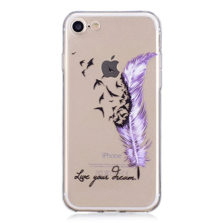 Embossed Pattern TPU Mobile Phone Cover for iPhone 8 / 7 4.7 inch - Feather and Birds