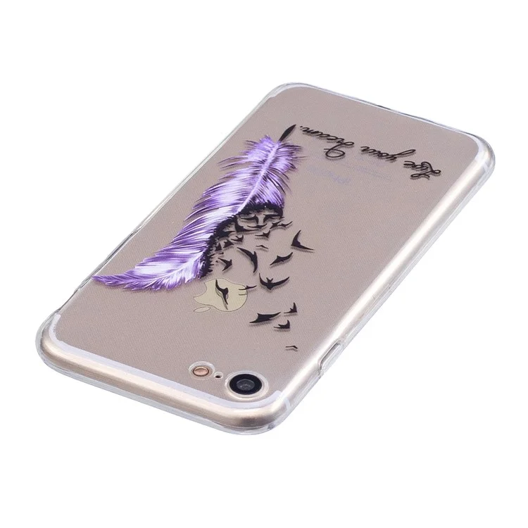 Embossed Pattern TPU Mobile Phone Cover for iPhone 8 / 7 4.7 inch - Feather and Birds