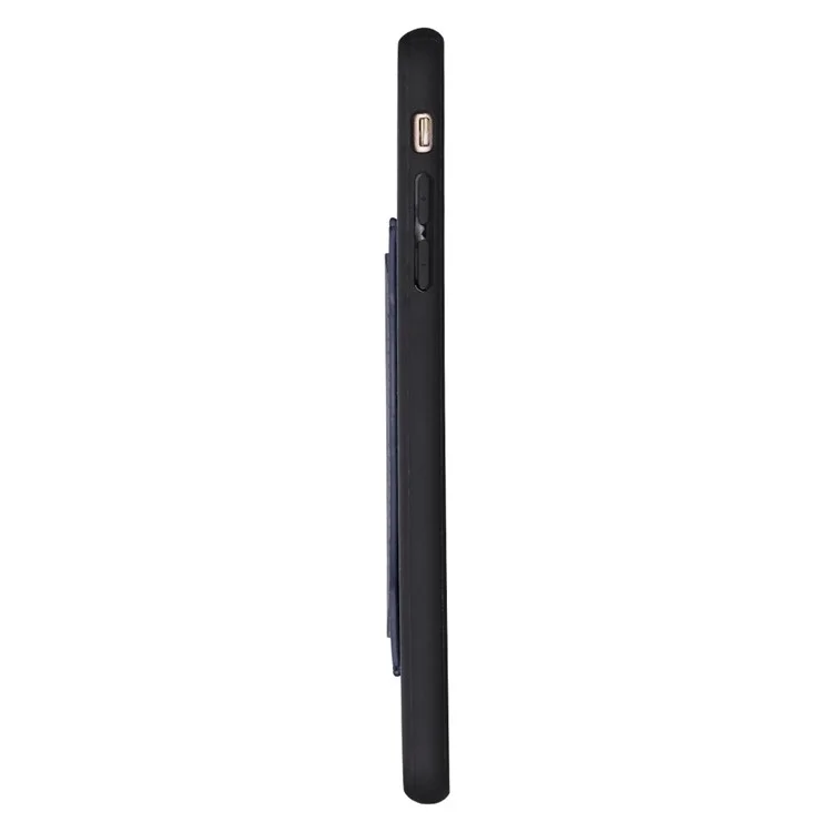 IDOOLS PU Leather Coated TPU Kickstand Phone Case with Card Slot for iPhone 8 Plus/7 Plus - Black