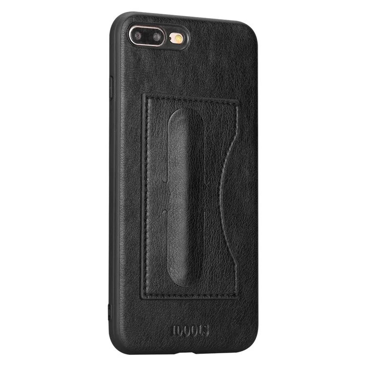 IDOOLS PU Leather Coated TPU Kickstand Phone Case with Card Slot for iPhone 8 Plus/7 Plus - Black