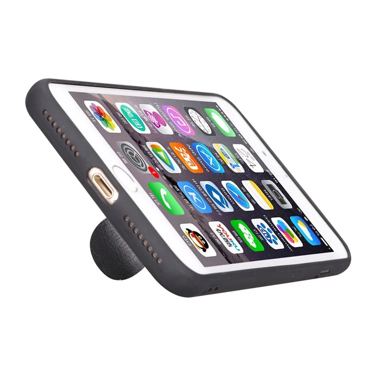 IDOOLS PU Leather Coated TPU Kickstand Phone Case with Card Slot for iPhone 8 Plus/7 Plus - Black
