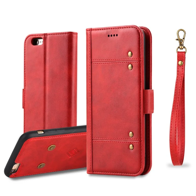 LC.IMEEKE Detachable 2-in-1 PU Leather Wallet Cover + TPU Back Cover with Stand for iPhone 6s Plus/6 Plus 5.5 inch - Red